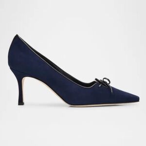 Manolo Blahnik Zaman Suede Bicolor Lace-Up Pumps